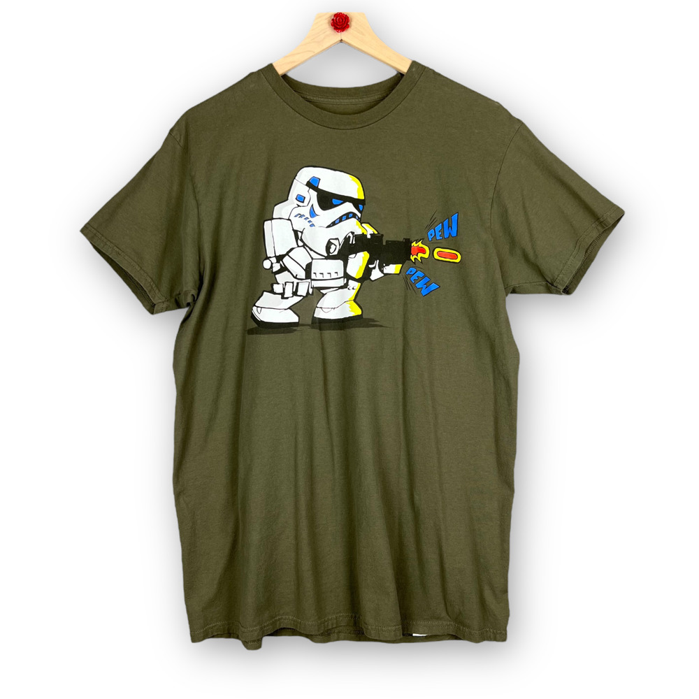 Disney Storm Trooper Pew Pew Mens T Shirt Large Army Green Disneyland Resort L - Picture 1 of 6